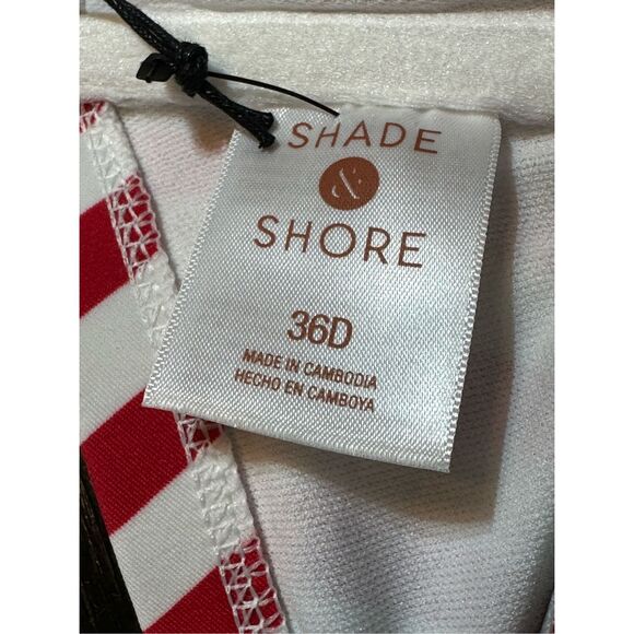 Shade & Shore NWT swim size 36D red/white striped bikini top underwire - Picture 10 of 11